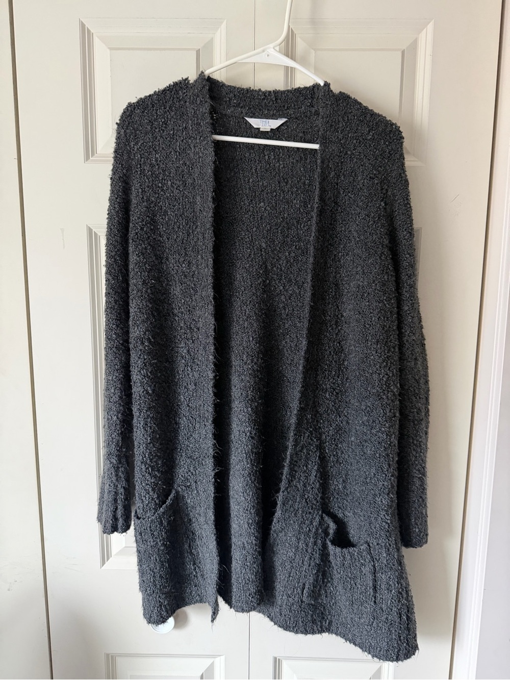 Time and Tru Charcoal Open-Front Cozy Cardigan
